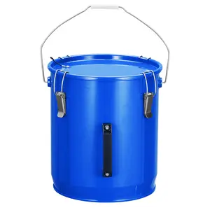 6 Gallon Fryer Grease Bucket, 22.71 Liter Steel Oil Disposal Container with Rust-Proof Coating, Oil Transport Container with Lid, Lock Clips, Filter Bag for Hot Cooking Oil Filtering