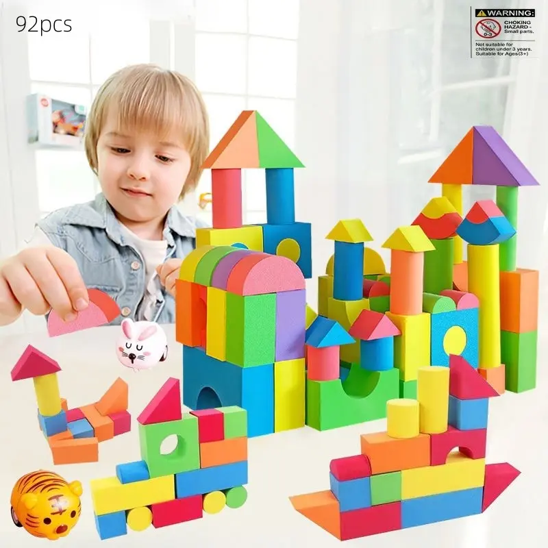 Eva Foam Building Blocks for Kids, Soft Sponge Puzzle Toy, Early Education Intellectual Development, Cognitive Assembly Blocks for Babies