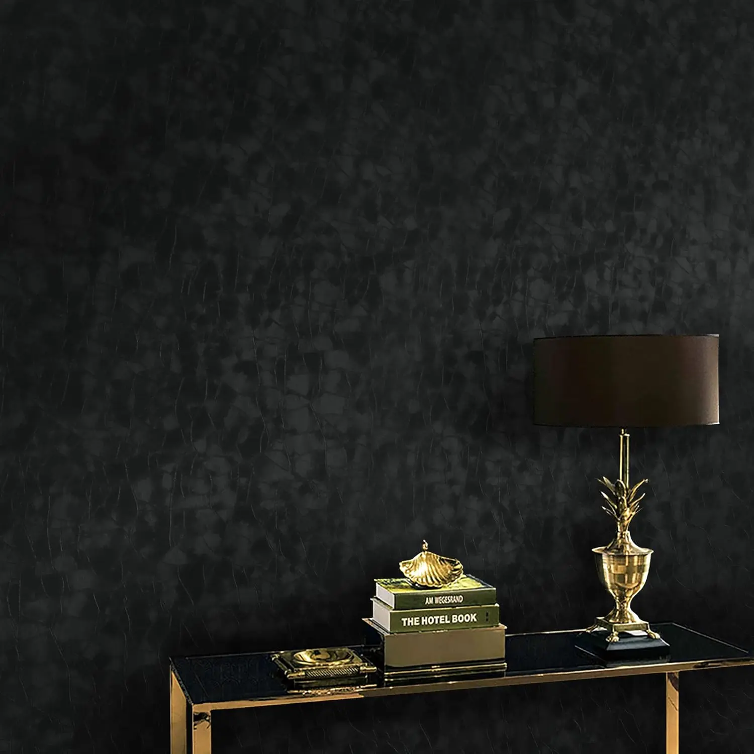 3D Embossed Synthetic Black Peel and Stick Wallpaper Roll - Self-Adhesive, Thick Textured Vinyl, Easy to Clean, Removable for Bathroom, Living Room (78.7"x15.7") [3D Embossing Process Wall Paper]