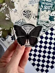 Black Butterfly MagSafe Phone Grip, Bookish Aesthetic Kindle Holder, Gothic Butterfly Magnetic Stand, Dark Academia Phone Accessory Gift
