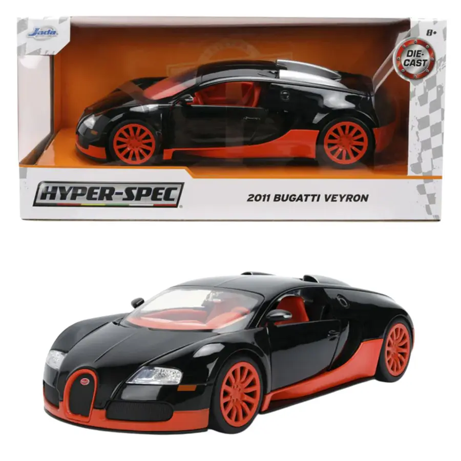 1:24 Bugatti Veyron Black/Orange Diecast Model Car by Jada Toys
