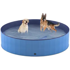 Portable Folding Pet Pool - Collapsible Hard Plastic Swimming Tub for Dogs and Cats - Versatile Indoor and Outdoor Pet Wading Pool - Measures 71 x 12 Inches