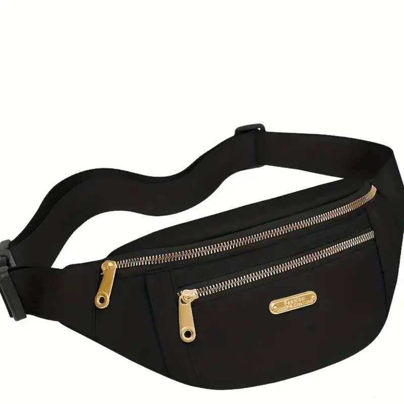 Oxford Cloth Waterproof Crossbody Belt Bag – Riñonera Unisex, Large Capacity Fanny Pack with Adjustable Strap, Everyday Carry Travel Essential, Hands-Free for Men Women, Black & Bright Pink
