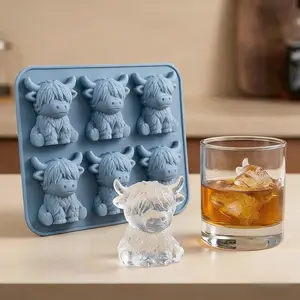 Highland Cow Silicone Mold, 3D Cartoon Shape, Food Grade Safe, Odorless, Easy Demold, Multi-Functional Chocolate Ice Cube Baking Mold, Bakeware, Silicone Baking Molds