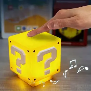Mini Question Mark Block Night Light, USB Powered Bedside Lamp with Game Sound Effects, Home Decorative Lamp, Gift for Friends and Fans, USB Rechargeable Night Light