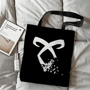 S-Shadowhunters Storage Bags Canvas Double-Sided Print & Foldable Design Tote Bag - For School Picnic Travel & Everyday Use High Quality & Reusable Fashion Meets Function Eco Shopping Handbag