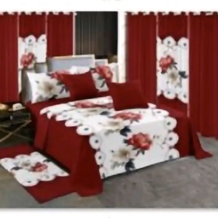 13pcs Bed Sheet bedding with curtains king size
