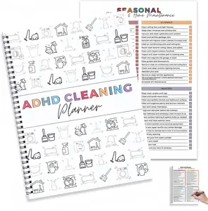 Undated Cleaning Planner for Adults - Daily, Weekly & Monthly Cleaning Schedule, Checklist - Household Chores Organizer Notebook for Home Management, Routine Tracking, Home Decor,summervibes