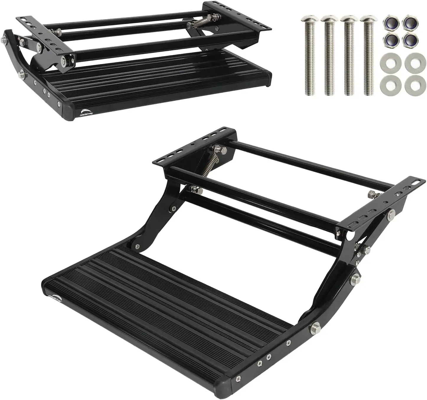 LEADALLWAY RV Step Camper Stair Folding Manual Single Drop Down Steps,Black