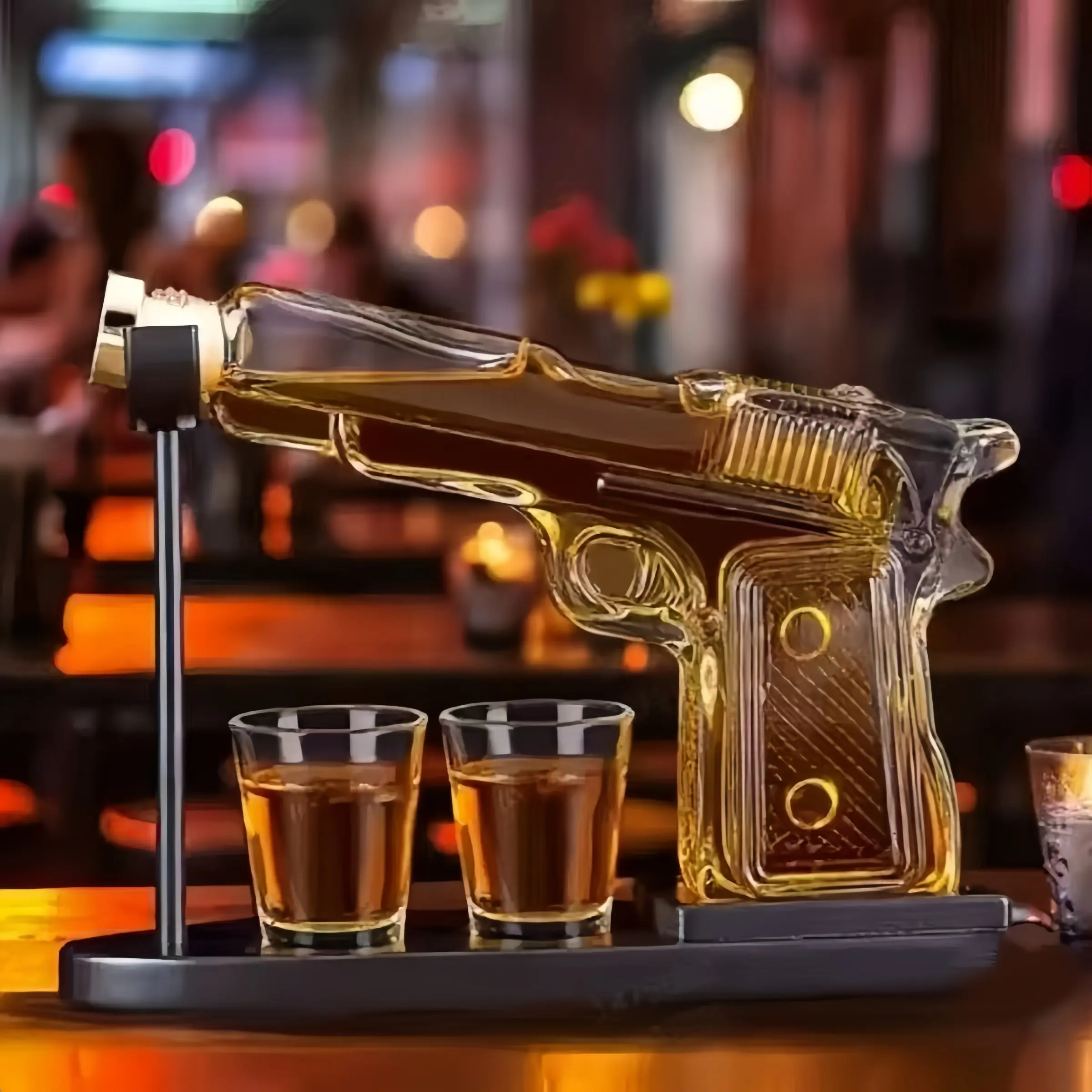 Glass Handgun Decanter Set, Whiskey Vodka Wine Separator, Gun Shape Bottle Gift for Men, Birthday Present for Boyfriend Husband Dad, Liquor Decanter Set, Home Bar Accessories