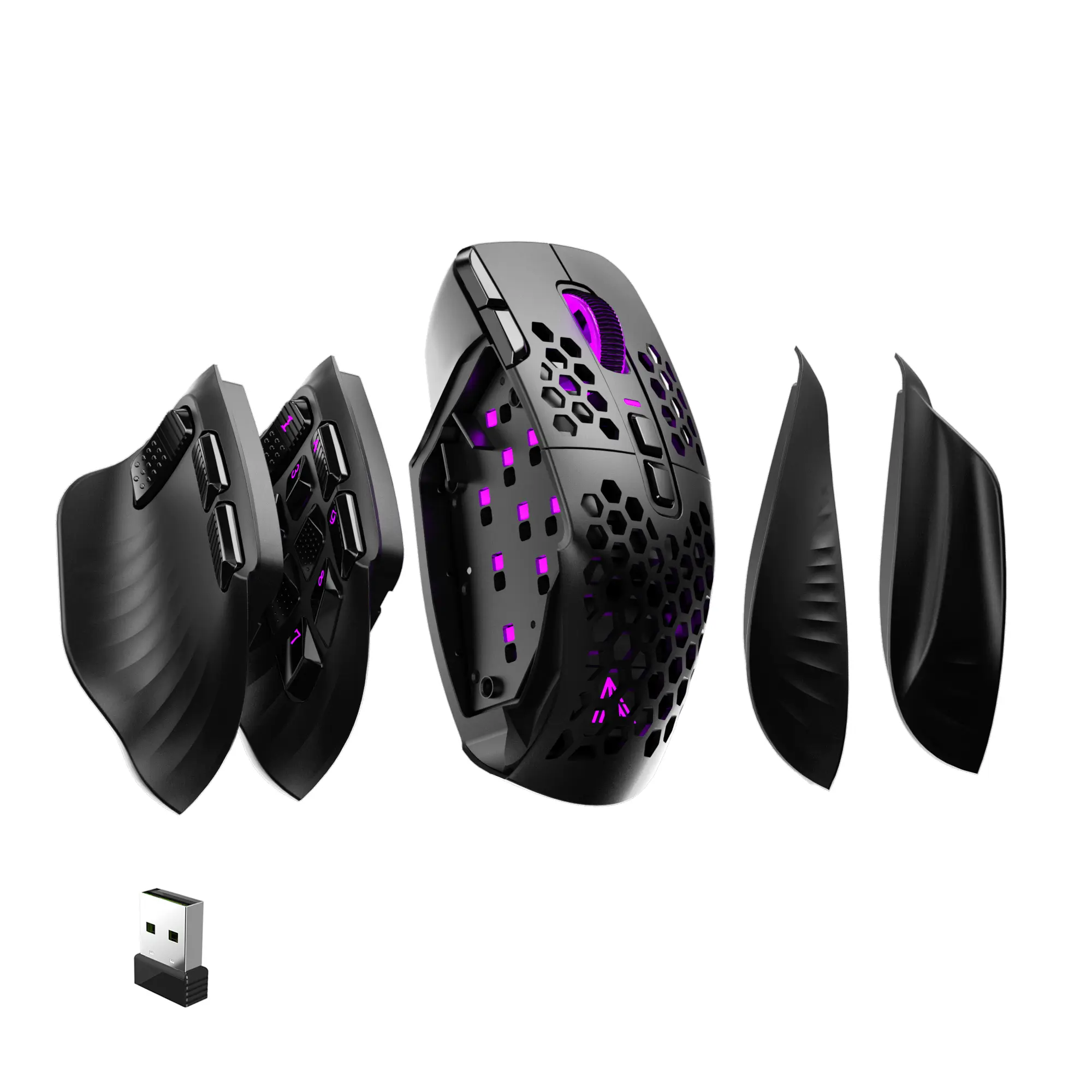 [New]SOLAKAKA SM809 Pro Ergonomic MMO Gaming Mouse, 9 Side Buttons, 16 Programmable Macros, 24000 DPI RGB, Black, Backlit, Wireless Gaming Mouse, Ergonomic Attachments Mouse