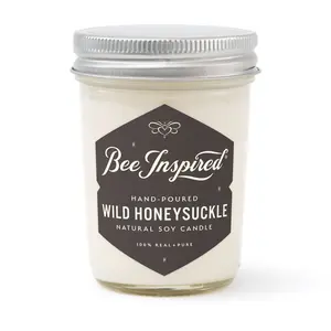 Bee Inspired Goods Wild Honeysuckle Soy Candle 6oz Hand-Poured with Floral Fragrance Oil Phthalate-Free American-Grown Wax Reusable Glass Jar - Decor