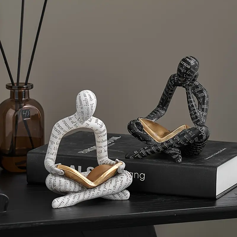 Classic Thinker Statue All-Metal Heavy-Duty Multi-Functional Decorative Bookends for Shelves, Home Office Desk & Library Decor, All-Metal Bookends, Decorative Metal Bookends