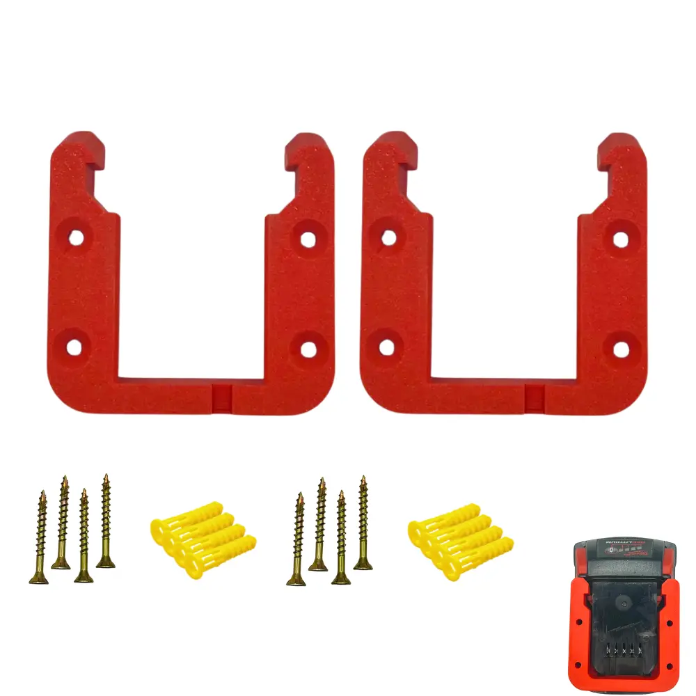 Milwaukee M18 Battery Wall Mount - Fits All M18 REDLITHIUM Batteries - Garage Storage & Organization - Screws & Anchors Included - Easy Install