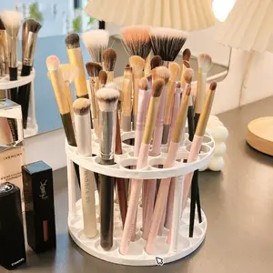 Brush Storage Box, Makeup Organizer Box, Fashionable Plastic Material, Glossy Coating, Space-Saving Desktop Accessory, Ideal for Makeup Room Office Art Studio