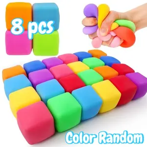 Random Color Squishy Cube Set, 8pcs Slow-Rising Stress Reliever Cubes, Flexible & Durable Design for Anxiety Reduction, Ideal for Classrooms