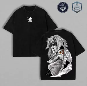 Jiraiya x Naruto Anime Double Printed Vintage Washed Tee Unisex Oversize Anime Manga Washed Heavyweight Cotton T-shirt Naruto Merch Jiraiya Fan