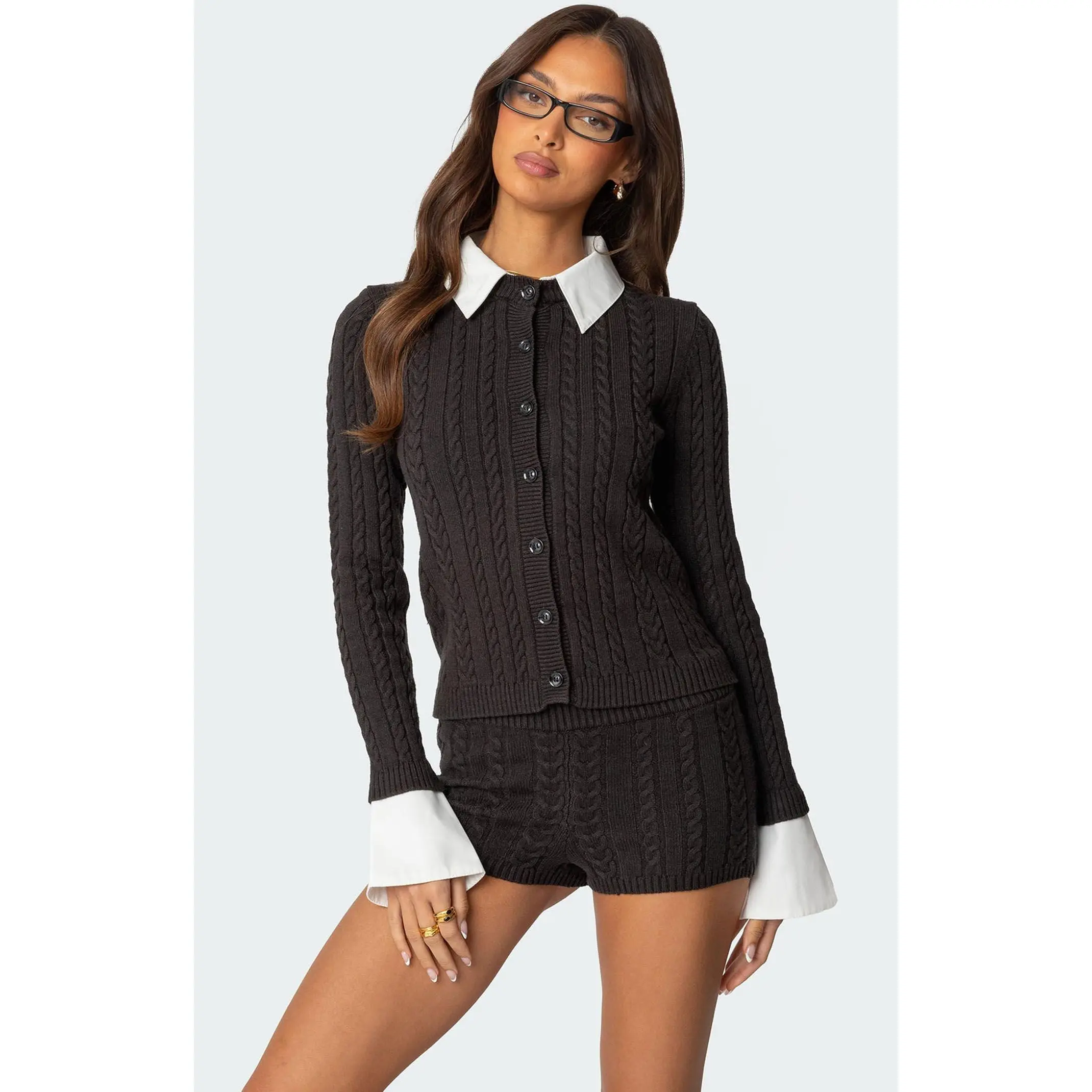 Edikted Women's Avey Detachable Cuff & Collar Cardigan