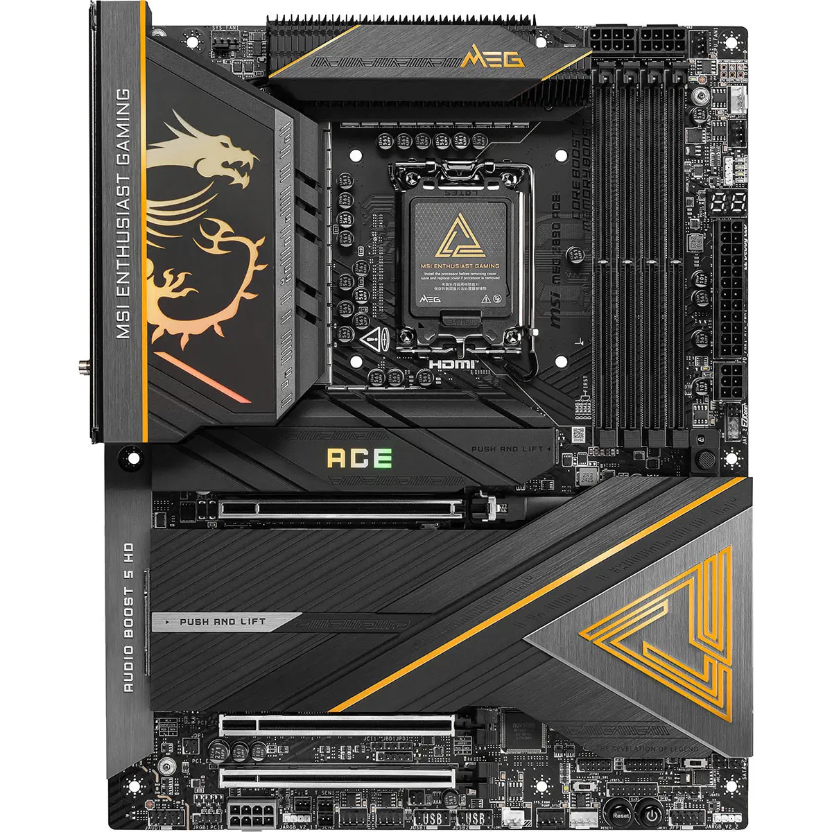 MSI MEG Z890 ACE Wi-Fi DDR5 LGA 1851 ATX Gaming Motherboard with SATA 6Gb/s, Aluminum, Extended Heatsink, EZ DIY Features, Anti-Corrosive Stainless Steel IO Shield for Gamers