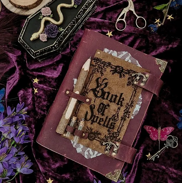Book of Spells leather book handmade