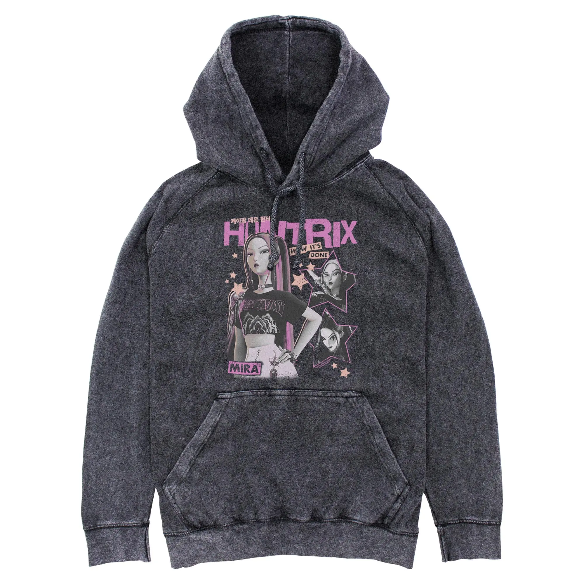 Men's KPop Demon Hunters Pop Star Huntrix Mira Lightweight Graphic Hoodie, Menswear Top for Casual Wear with Quote Detail, Long Sleeve, Pullover
