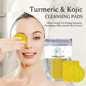 40pcs Turmeric & Kojic Acid Cleansing Pads – Daily moisturizing wipes, deep pore cleansing, gentle hydration, travel-size, comfortable oil cleanser, turmeric facial wash, acne-clearing, perfect for daily skincare and travel use