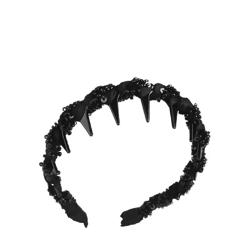 Boutias Paris Princess Premium Light Luxury Bead Headband - Handmade Wavy Beaded, Elegant Style, Fashion Hair Accessory Set for Casual & Formal Occasions, Versatile Flower Bun Maker Clip, Bead Headbands, Elegant Headbands