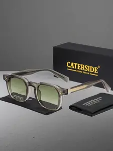 CATERSIDE Hiphop Style Thick Frame Sunglasses, Vintage Square Cp Pin Gradient Lenses, Street Fashion Unisex Uv400 Protection, All Seasons, Trendy Vintage Sunglasses, Vintage Ombre Sunglasses