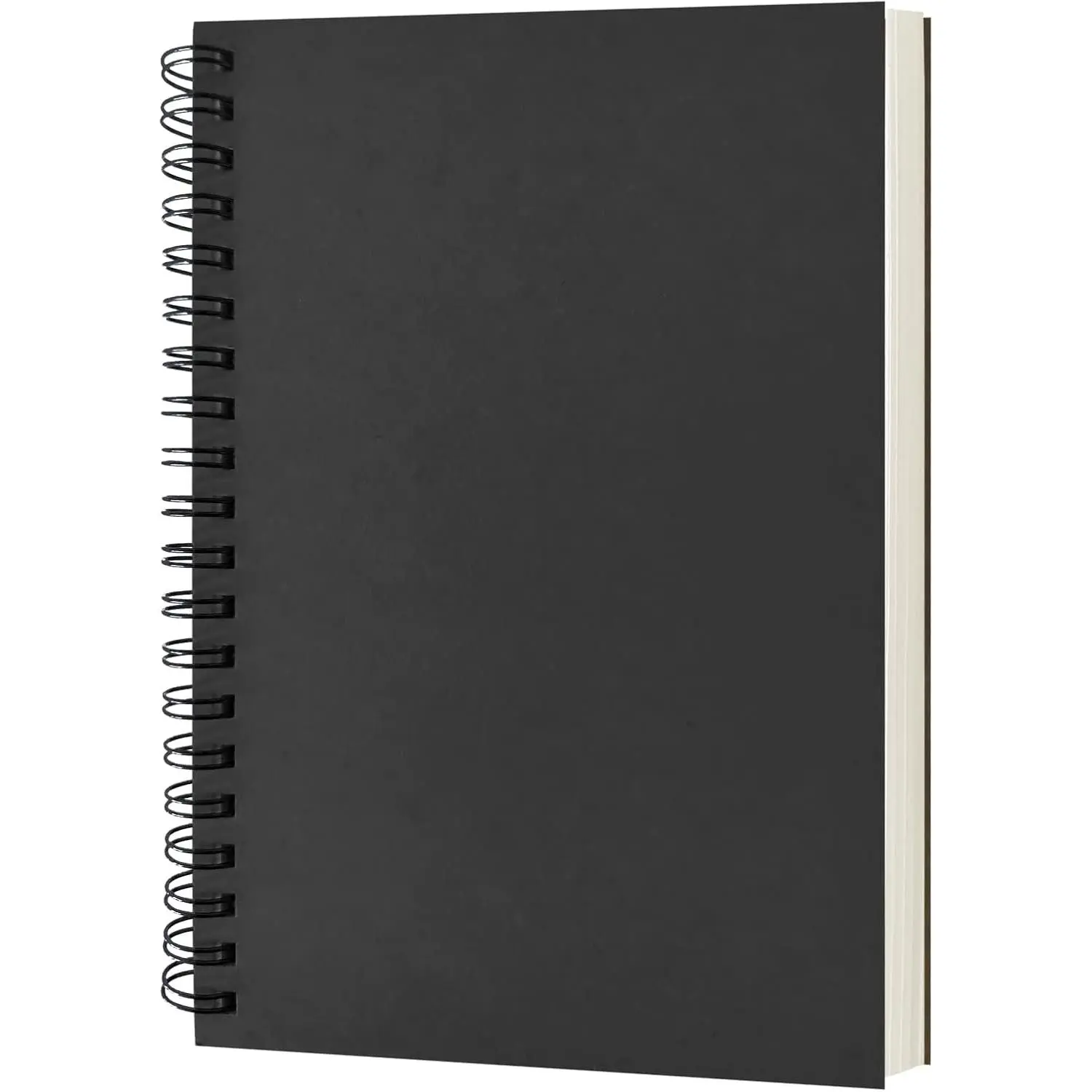 Black Spiral Journal Notebook - 1-Pack Office Stationery, Soft Cover, 7.5in x 5.1in Durable Blank Paper Sheets, Thick Paper, 50 Sheets per Book, 100 Pages, Notes Notebook for Work, Blank Paper Sheets Notebooks