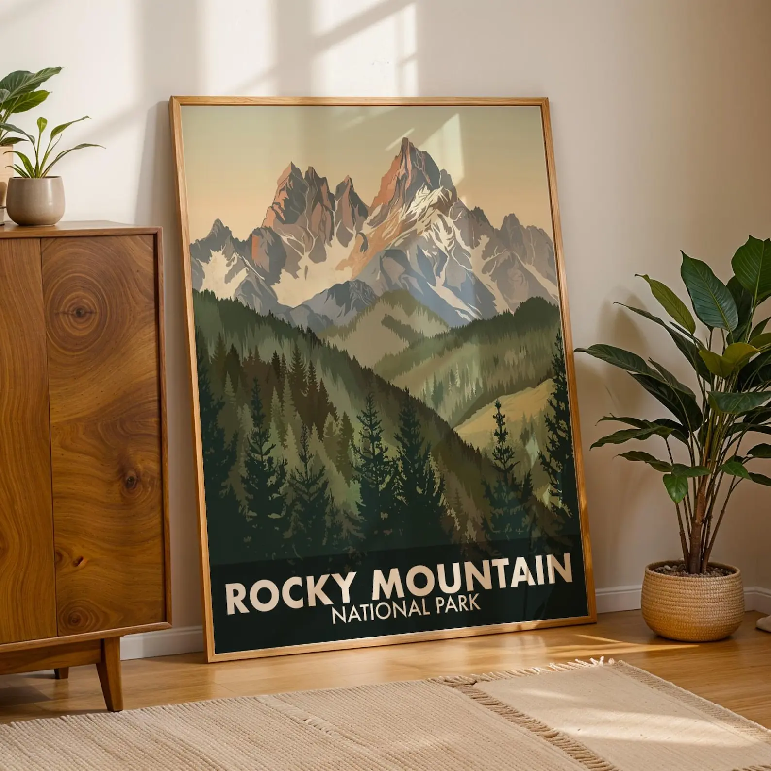 Rocky Mountain National Park Vintage Glossy Poster, Unframed Nature Landscape Wall Art