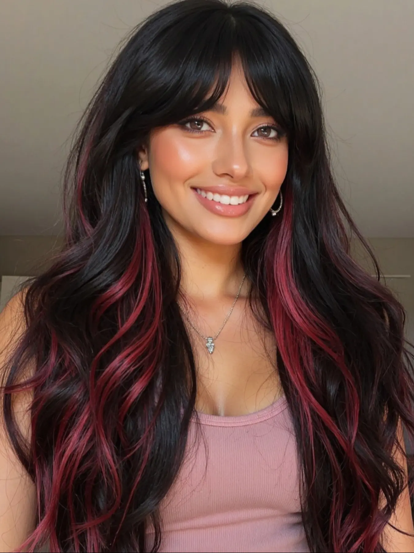 26 Inch Long Curly Wig with Bangs, Synthetic Hair for All Ages, Elegant Women's Wig, Suitable for Any Face Shape, Synthetic Machine Wigs, Synthetic Wavy Wig, Synthetic Fiber Wigs, Artificial Wig