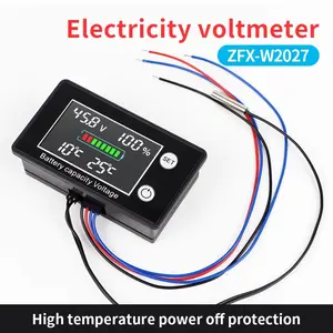Lead-Acid Lithium Life PO4 Voltage Gauge Battery Meter DC10V-100V Voltmeter Battery Capacity Indicator with Temperature Control JUANJUAN