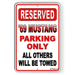 1969 Mustang Aluminum Parking Sign for Garage with Weatherproof No Fade Guarantee Perfect for Car Stalls Vintage Garage Signs