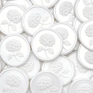 25 Pcs Pearl 3D Relief Hydrangea Stickers, Self-Adhesive Wedding Invitation Seals, Ideal for Gifts, Parties, Events