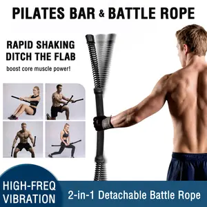 Summer Portable Detachable&Spliceable Ropeless Battle Ropes&Fitbar2-in-1,Pilates BarCardio Trainer for Home Gym-Quiet Portable Steel Handle Construction Compact Premium Material Ideal for Fitness Enthusiasts Workout Equipment Training Strength,Holiday