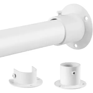 Closet Rods for Hanging Clothes, 1.3 Inch Diameter Heavy Duty Closet Rod 17-39 Inch Adjustable Clothes Hanging Bar Matte White Shower Curtain Rods for Closet, Wardrobes, Bathroom, Windows