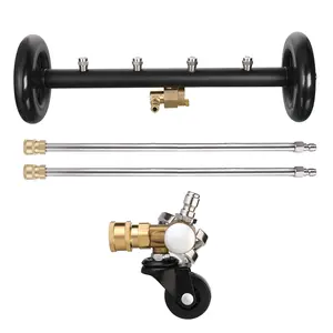 【fathersdaygift】Tool Daily 16-Inch Dual-Function Undercarriage Cleaner Pressure Washer Attachment, with Swivel Wheel, Wand & Surface Cleaner, 4000 PSI Underbody Car Wash Water Broom