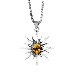 Sun Pendant Necklace for Men Women Streetwear Hip Hop Unisex Necklace