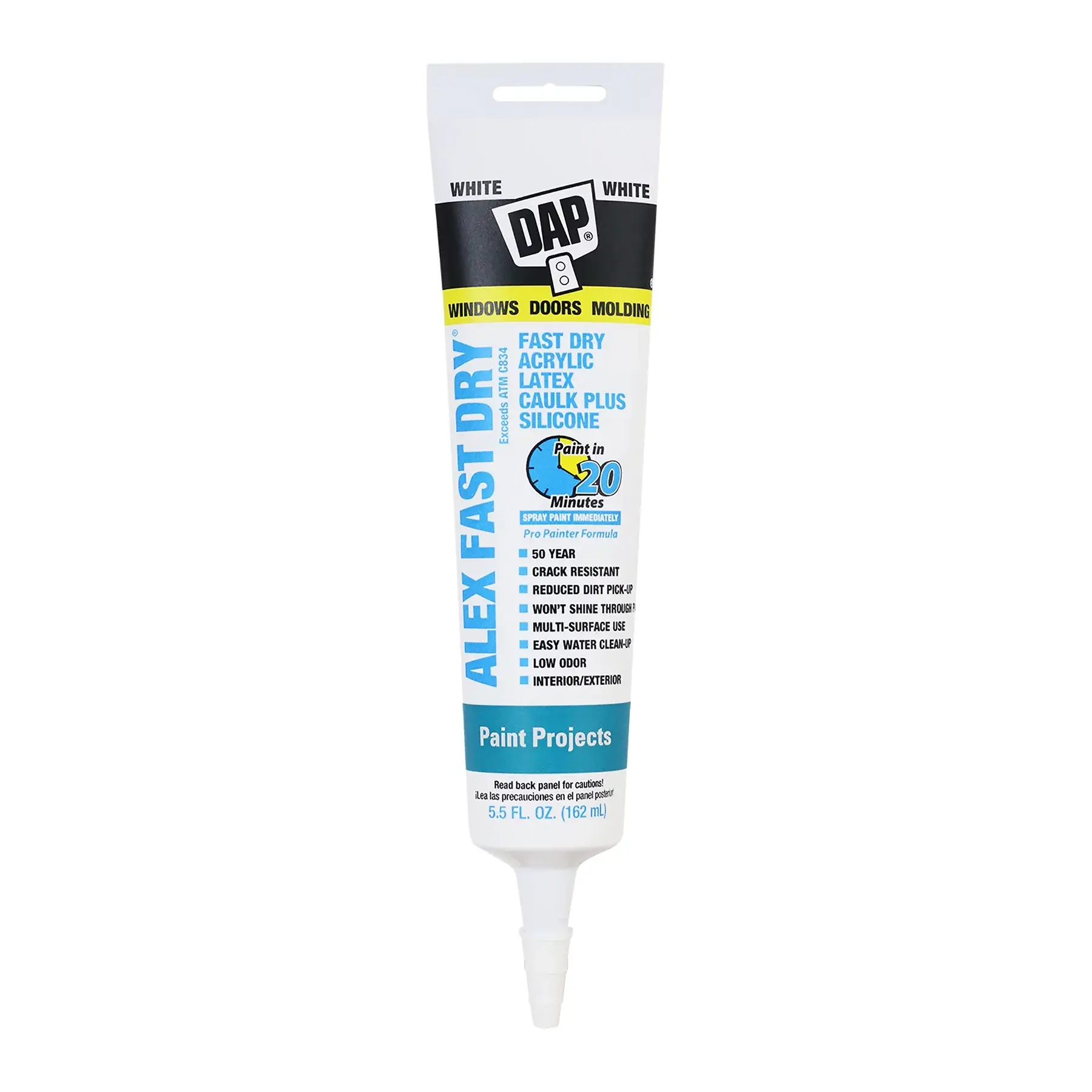 DAP Alex Fast Dry 5.5 Oz White Acrylic Latex Caulk plus Silicone DAP Products