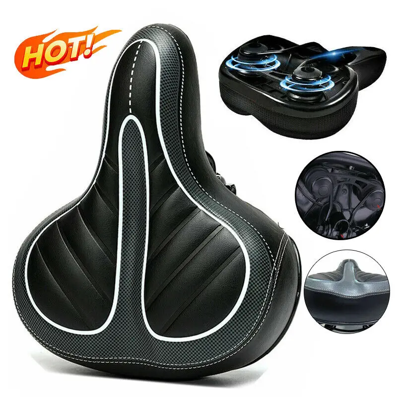 Comfort Bike Seat for Women Men,Wide Bicycle Saddle Replacement Memory Foam Padded Soft Bike Cushion With Dual Shock Absorbing Universal Fit For Indoor/Outdoor Bikes