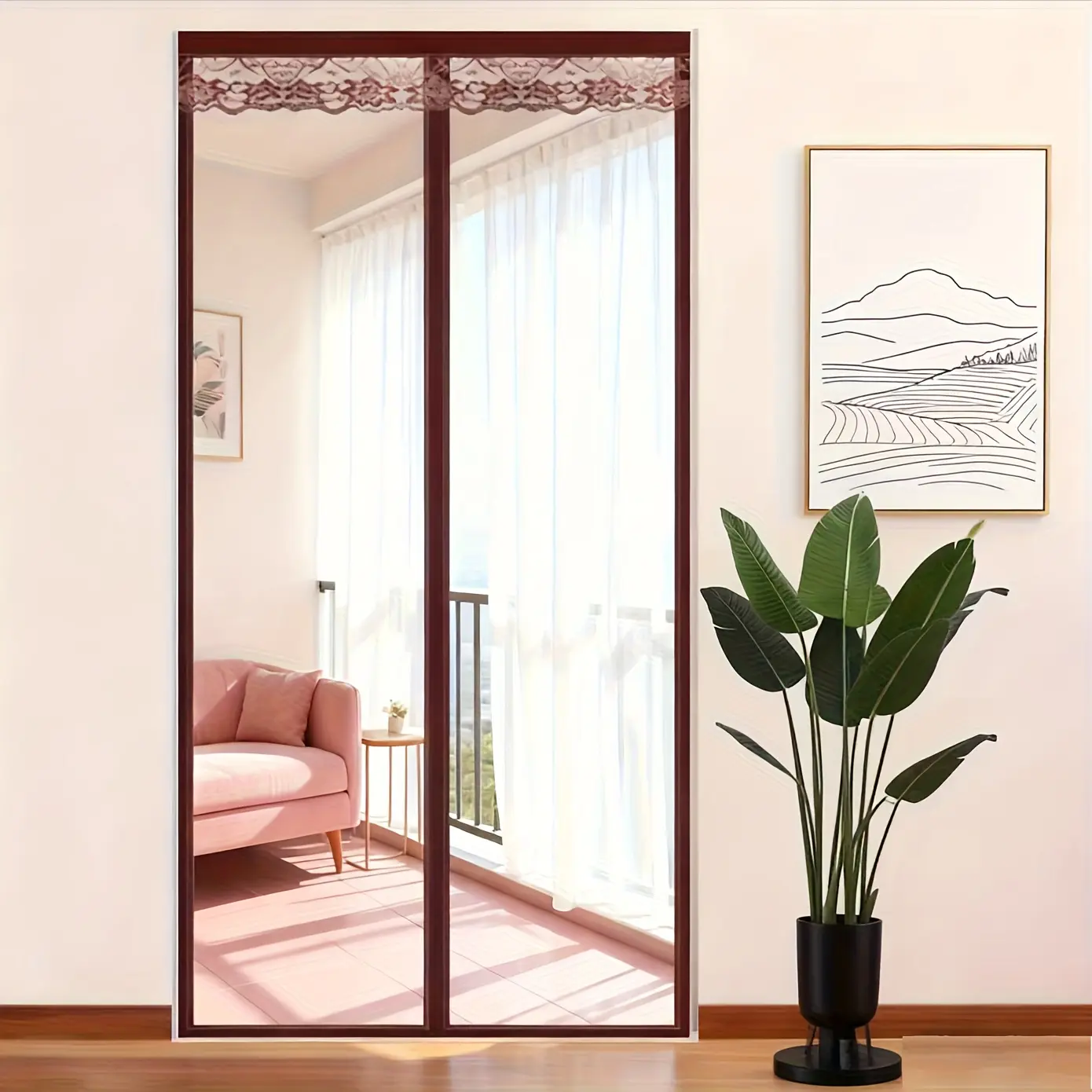 No-Drill Magnetic EVA Door Curtain - Transparent Thermal Insulation & Windproof Winter/Summer Heat Barrier Suitable for Indoor Home, Door Partition, Double Door Design - Magnetic Plastic Panel with No-Drill Installation, Door Mounted