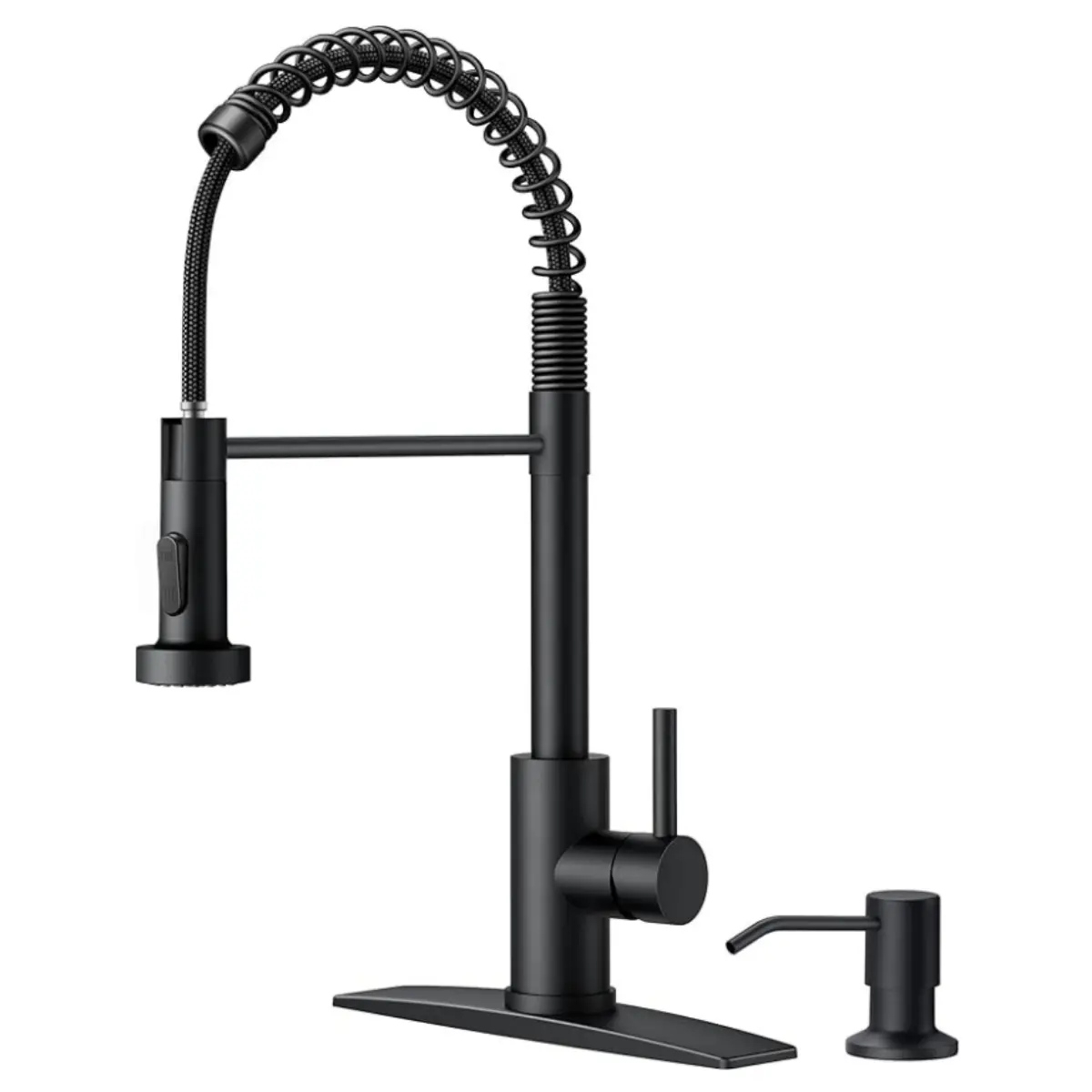 FORIOUS Kitchen Faucet with Soap Dispenser, Faucets with Pull Down Sprayer, Stainless Steel High Arch Spring Sink Faucet for Laundry Sink RV Bar homedecor