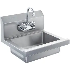 【Father's Day】VEVOR Commercial Hand Sink with Faucet, NSF Stainless Steel Sink for Washing, Small Hand Washing Sink, Wall Mount Hand Basin, Utility Sink for Restaurant, Kitchen, Bar, Garage and Home, 17 x 12.8 inch
