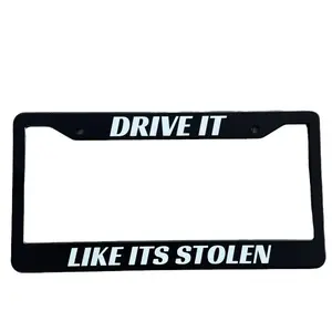 Custom Frames - Black License Plate Holder with Bold Text Design