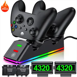 Rechargeable Battery Pack for Xbox Controller, 2X 4320mWh Rechargeable Battery Pack for Xbox Series X/S/One X/S/Elite Controllers, High Speed Charging Station for Xbox Controller Battery Pack, Black