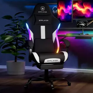 【Hot】GTPLAYER Gaming Chair with Led Lights, Ergonomic RGB Chair High Back Lumbar Support,RGB lights support cell phone control