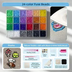 2.6mm Fuse Beads Kits for beginner  -  with Complete Tools, Easy DIY Creative Arts & Crafts Toy for Kids & Adults Ages 5+ Plastic Circle Chain Plastic Butterfly Charms