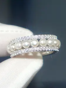 Elegant Faux Pearl & Rhinestone Decorated Ring, Sweet Fashion Accessories for Women, Fashion Jewelry for Party, Daily Clothing Decor, Trendy All-match & Exquisite Jewelry for Birthday Gift, Trendy Jewellery Accessories, Elegant Glittering Ring