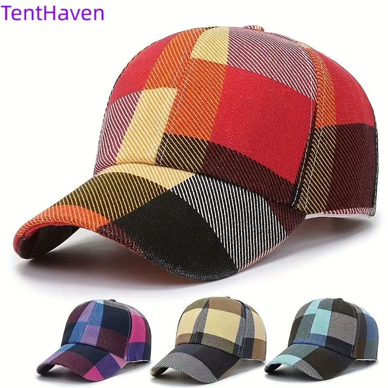 2026 New Unisex Adults' Checkered Print Stuff Breathable Cotton Duckbill Sports Hat - Sun Protective, Trendy for Spring Summer Outdoor Activities, All Seasons Use, Casual Sports Hat, Sporty Chic