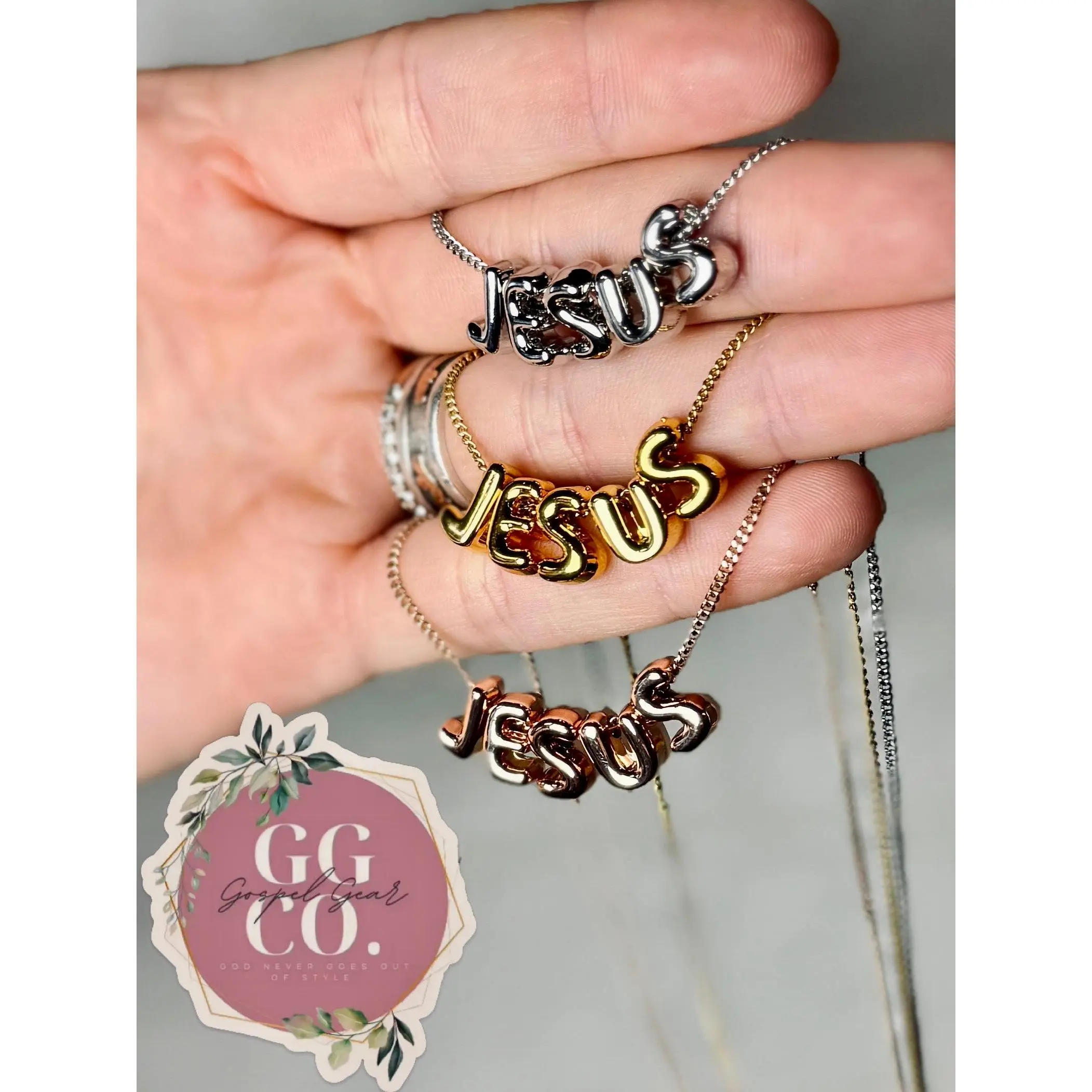 Jesus Bubble Name Necklace - Christian Jewelry - Christian Necklace  - Christian Gift (E1)